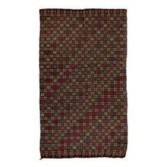 6.4x9.4 Ft Retro Turkish Jijim Kilim. Unique Hand-Woven Wool Area Rug