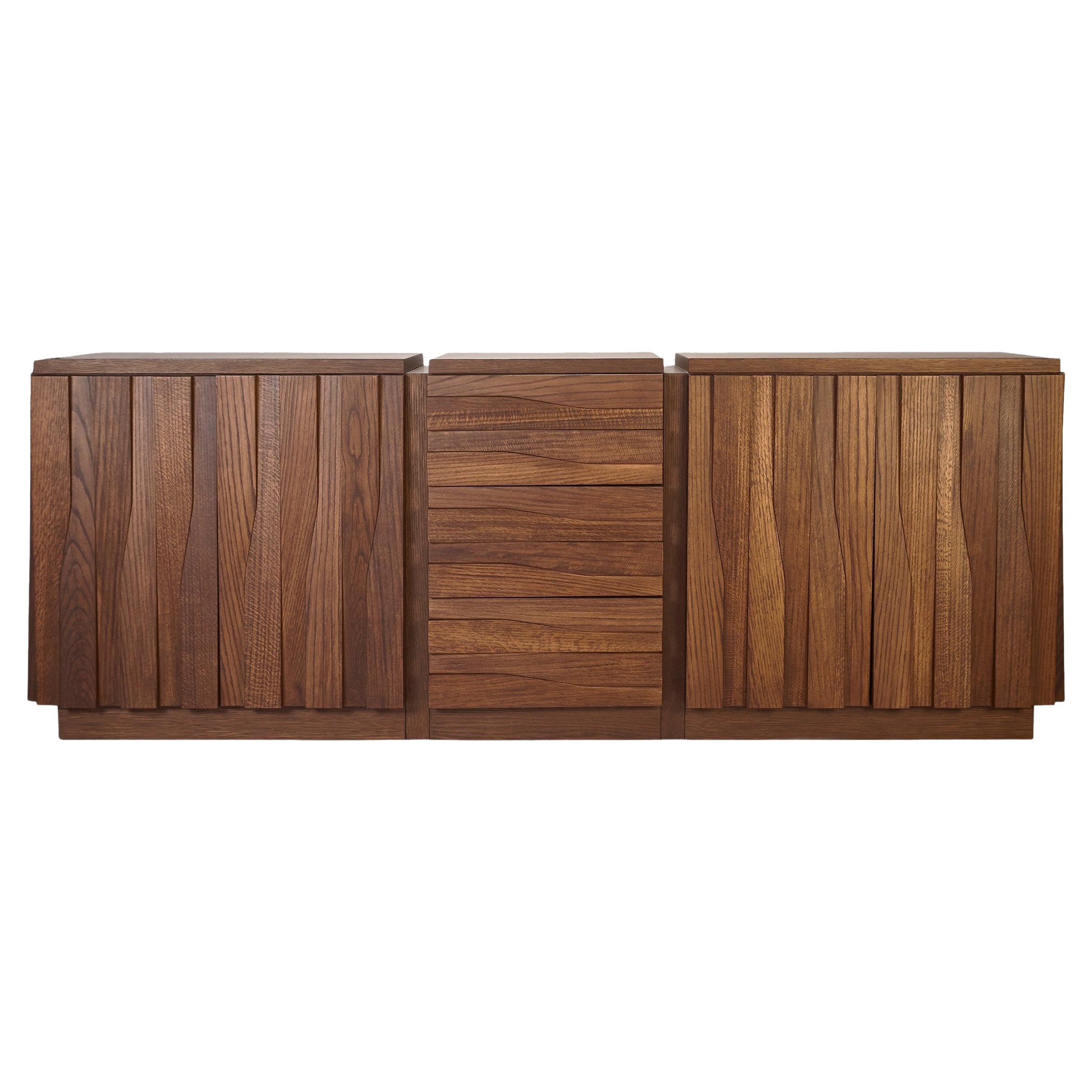 Jacaranda Sideboard, in Stained Oak Wood, Handcrafted in Portugal by Duistt For Sale