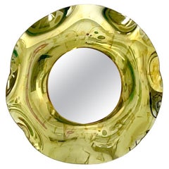 Contemporary 'Undulate' Handmade Gold Crystal Mirror Dia. 40'' by Ghiró Studio