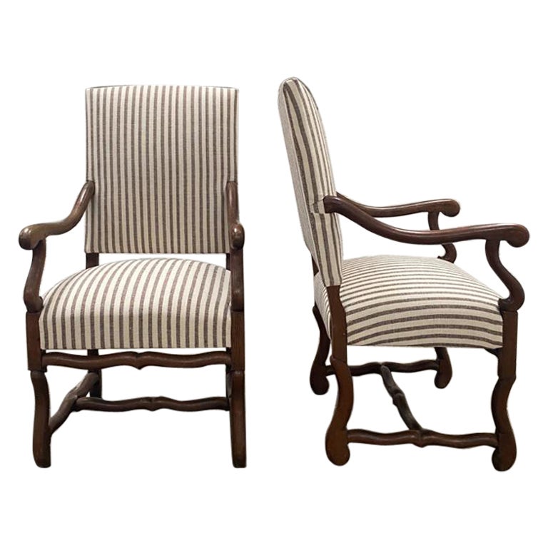 A Pair of French Os de Mouton Open Armchairs For Sale