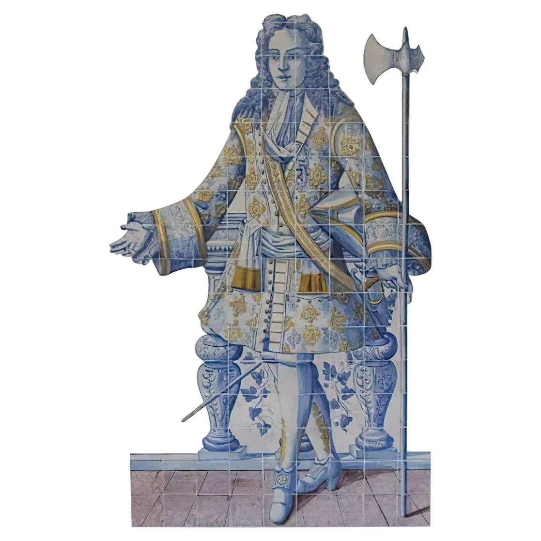 Azulejos Portuguese Hand Painted Ceramic Tiles "Gentleman"  For Sale