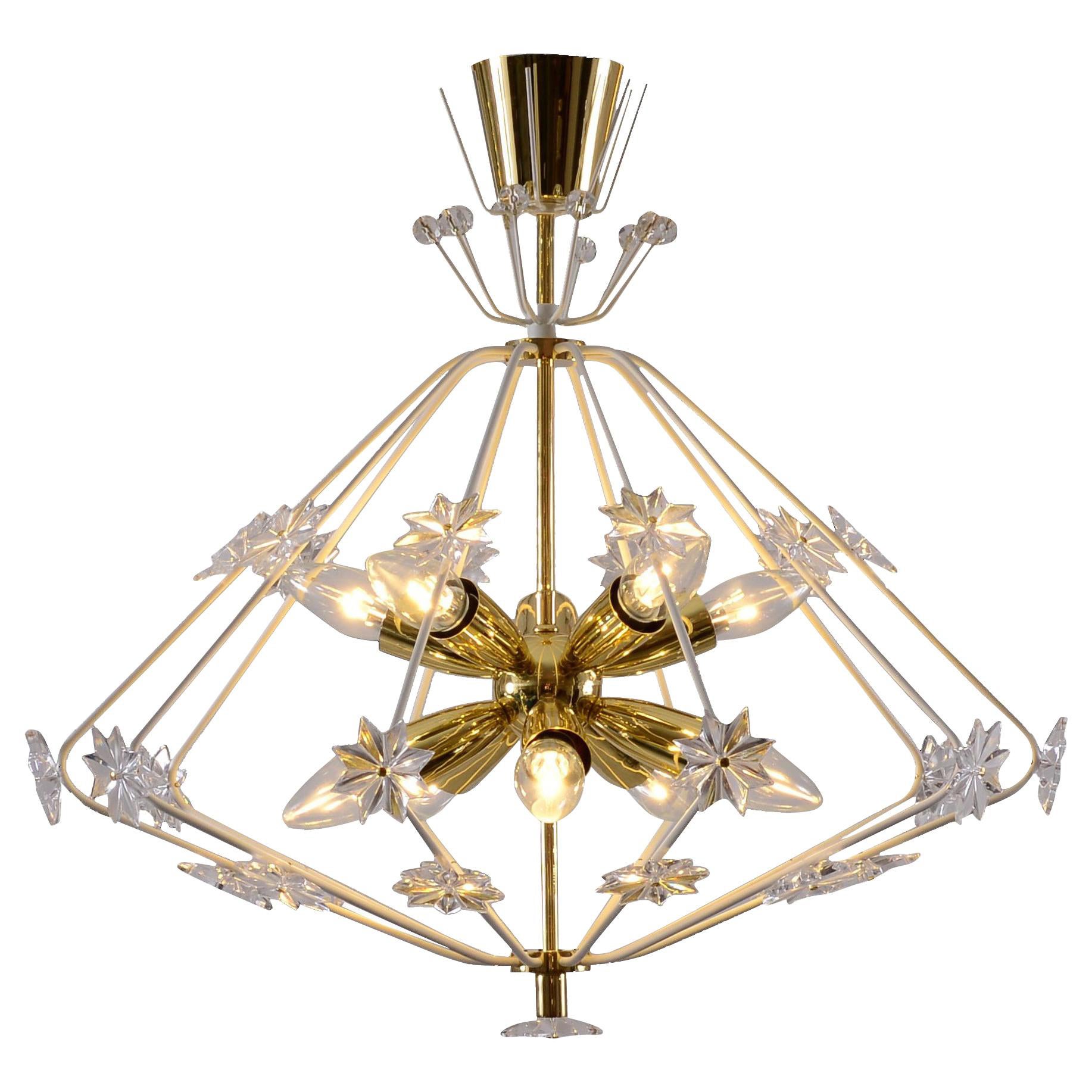 Mid-Century Modern Style 60ies "Snowflake" Chandelier, Re Edition For Sale