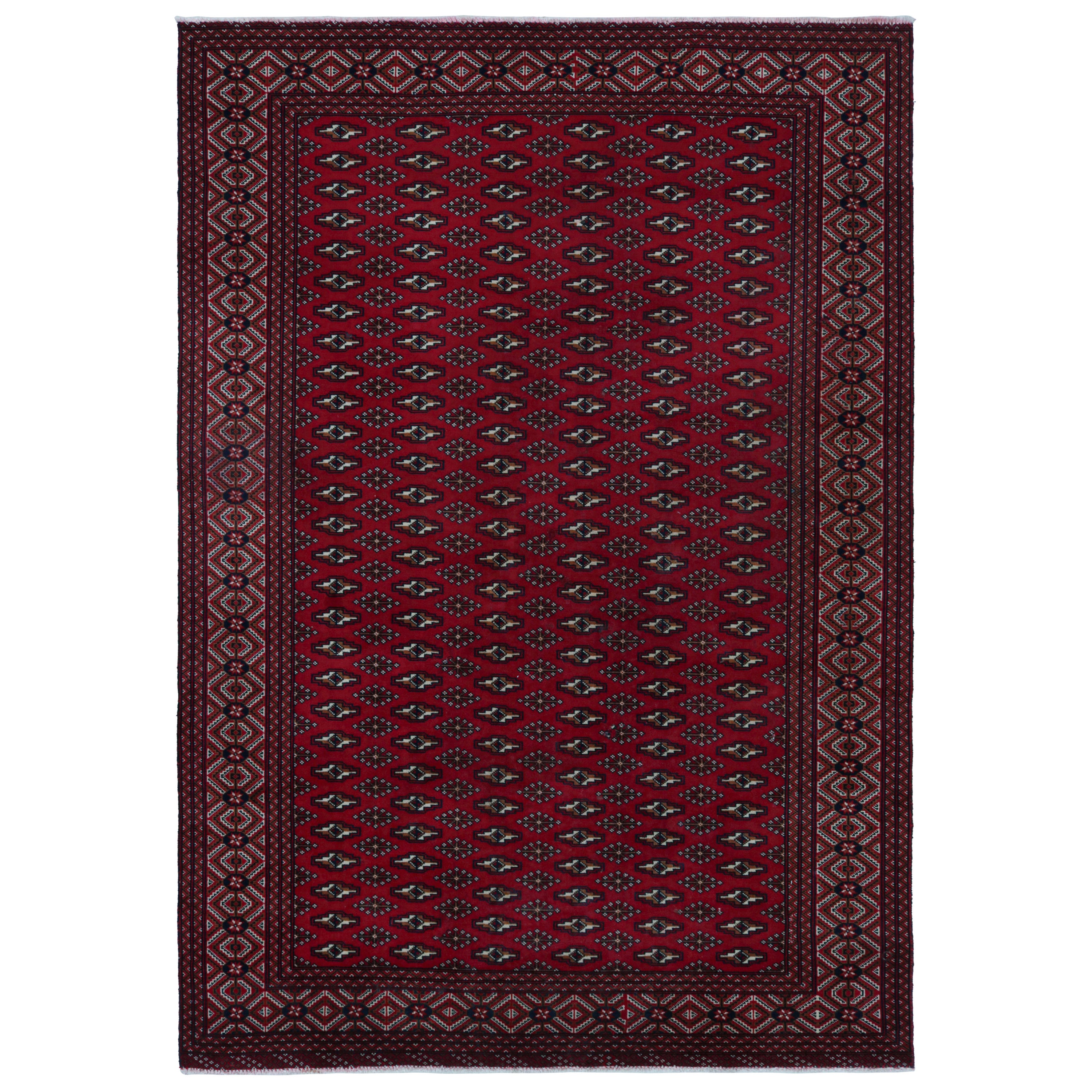 Vintage Persian rug in Red with Beige-Brown Geometric Patterns by Rug & Kilim For Sale