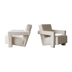Gerrit Rietveld Utrecht Chairs, Cassina, Newly Upholstered in Pure Alpaca
