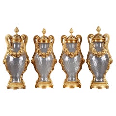 Antique Four Baccarat Crystal Vases, by H. Vian ; H.Dasson & Baccarat, France, C. 1880