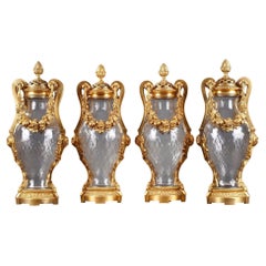 Four Baccarat Crystal Vases, by H. Vian ; H.Dasson & Baccarat, France, C. 1880