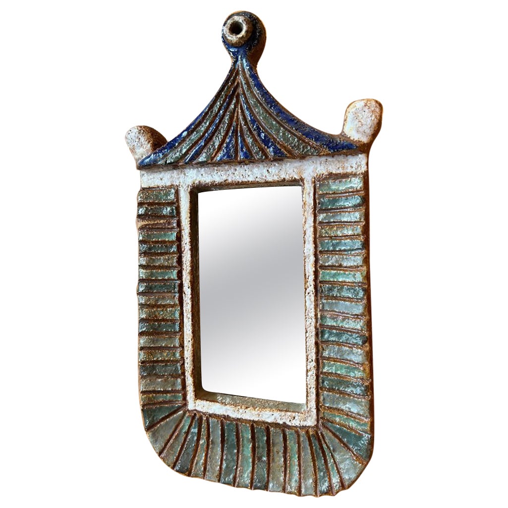 Ceramic Mirror by les Argonautes, France 1960s