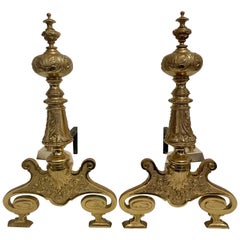 Brass Rococo Revival Andirons