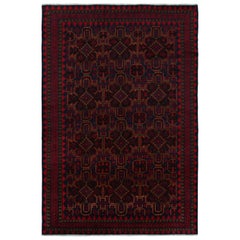 Rug & Kilim's Mashwani Baluch Rug in Red and Blue Geometric Patterns (tapis Mashwani Baluch à motifs géométriques rouges et bleus)