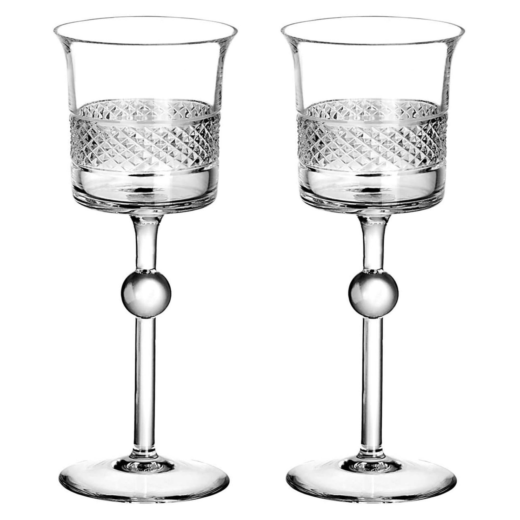 Diamond Set of 2 Wine Goblets by Claire Le Sage For Sale