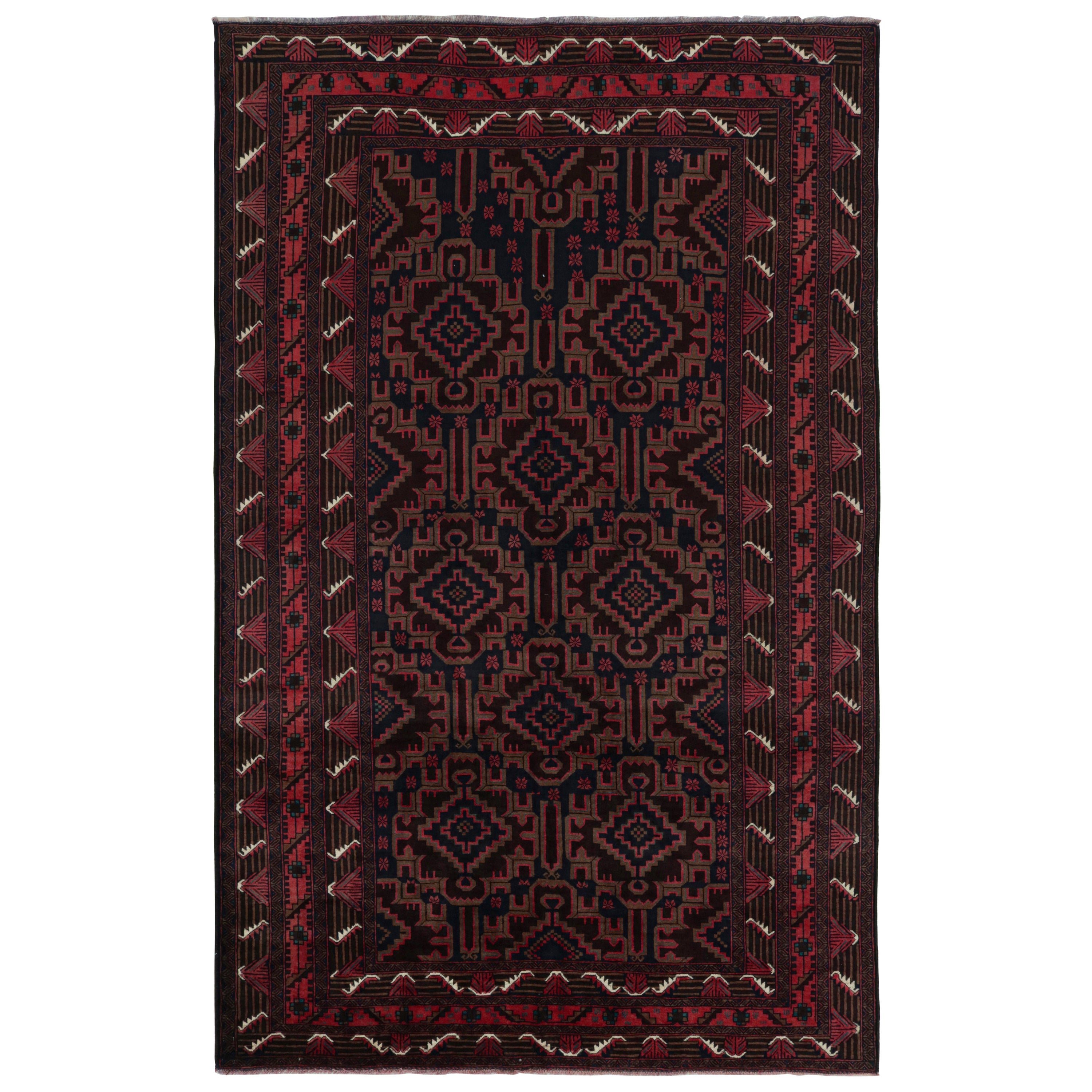 Rug & Kilim's Contemporary Baluch rug in Red and Blue Patterns (tapis contemporain de Baluch en rouge et bleu)