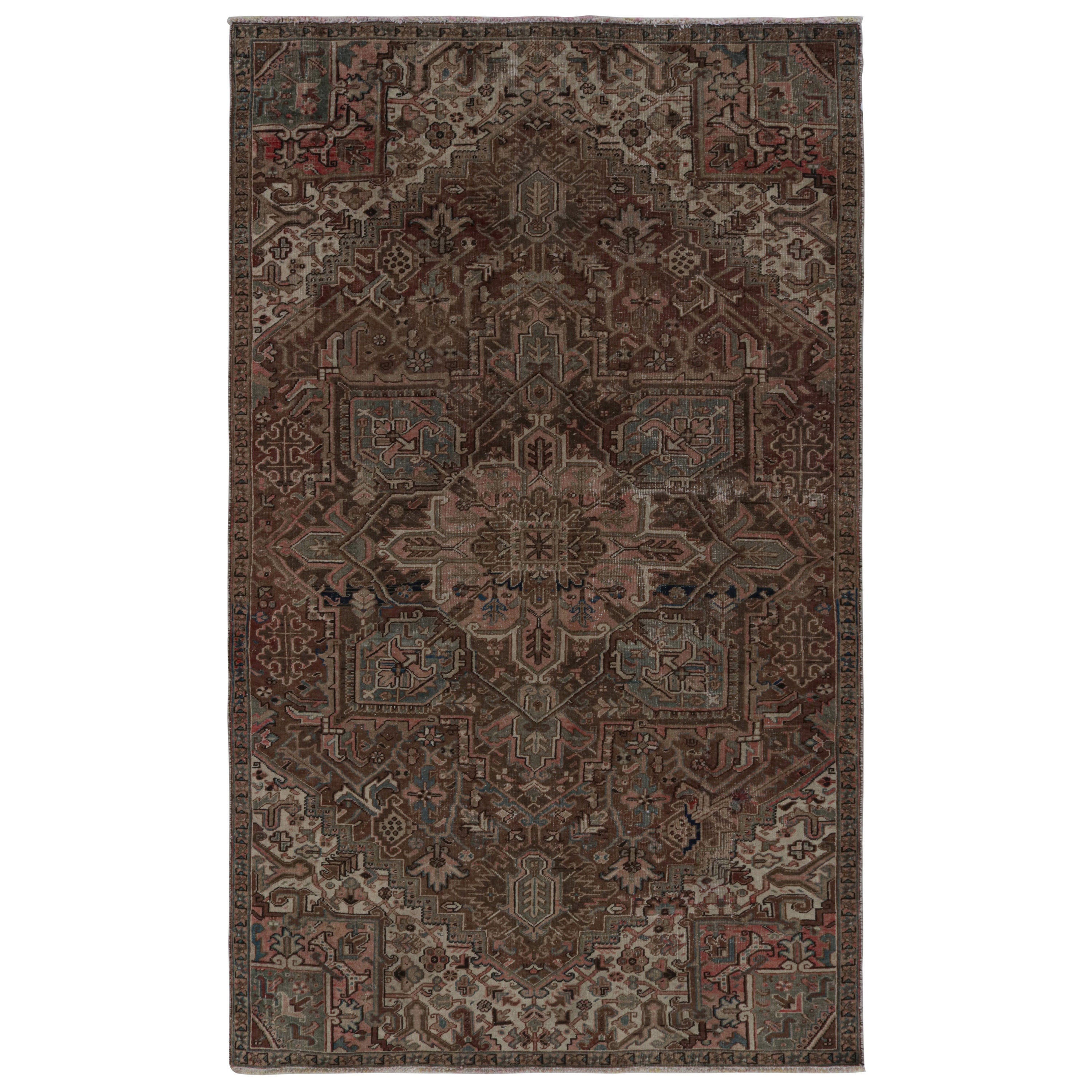 Vintage Persian Tabriz rug with Patterns in tones of Brown & Pink by Rug & Kilim For Sale