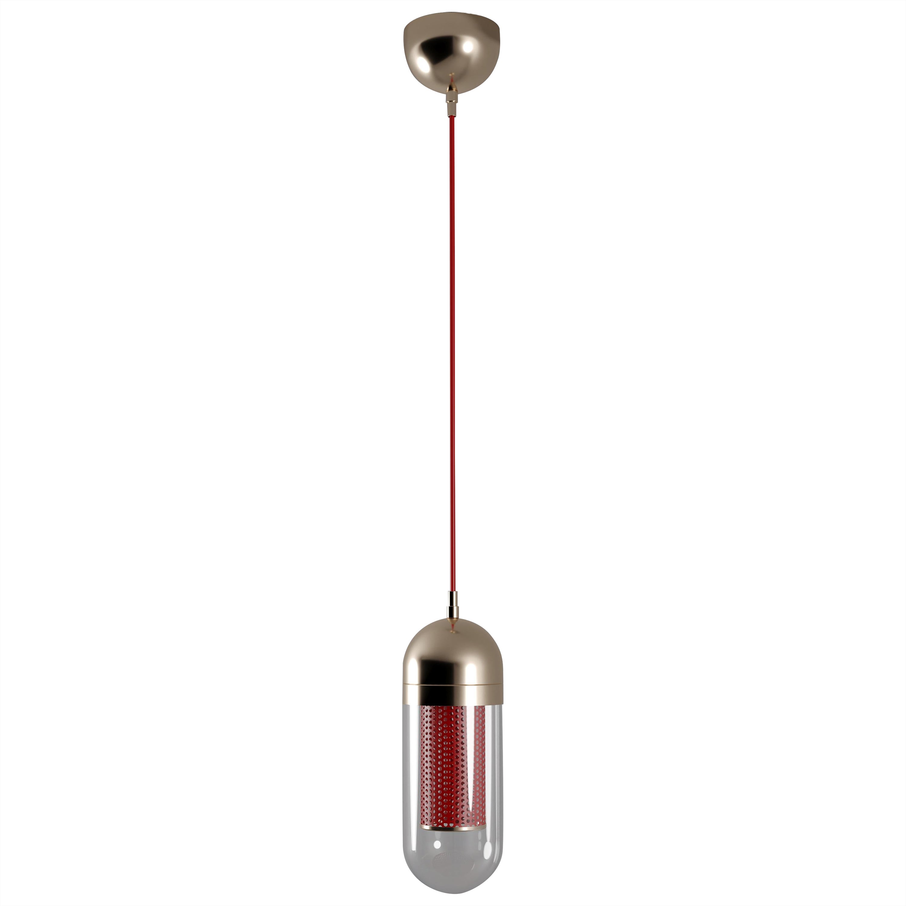 Lampe à suspension Denver II du 21e siècle en verre et métal 
