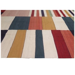 Vintage Contemporary Mondrian-Style Kilim