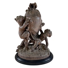 19th Century French Antique Terra Cotta Cherub Figurine Statuette Objet d’Art