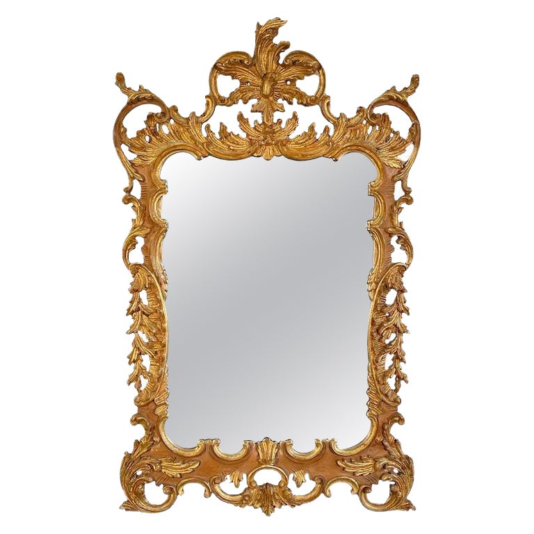 Labarge Italian Pierce Carved Giltwood Console Wall Mirror For Sale