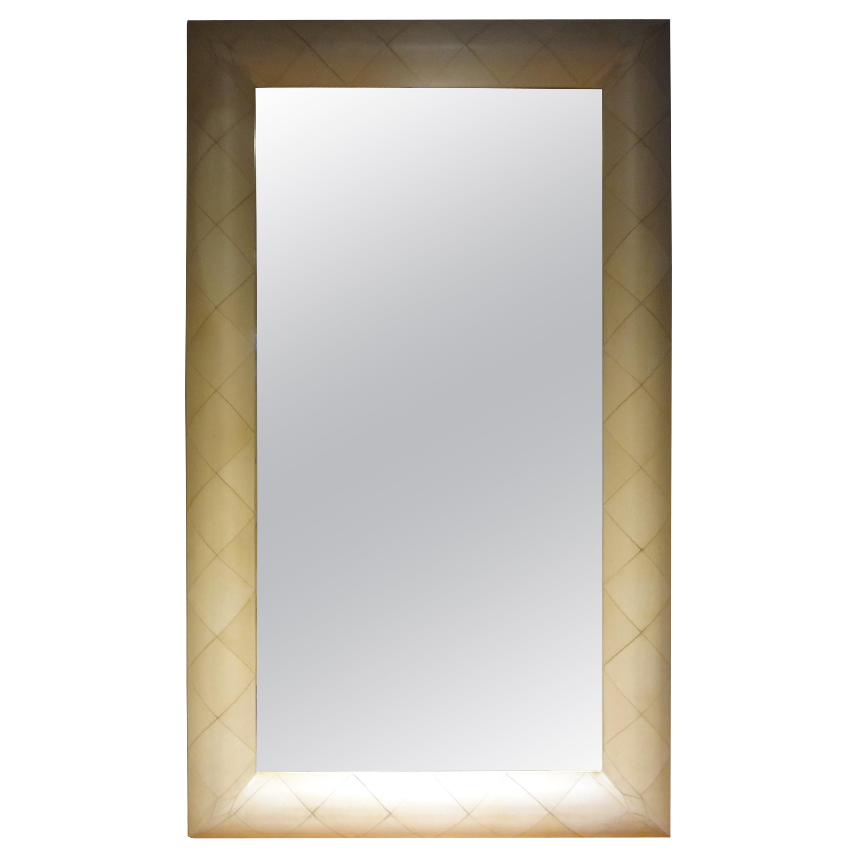 Large French Modern Goatskin Mirror For Sale