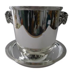 Vintage Christofle, Paris - Ram's Head Champagne Bucket and Drip Plate