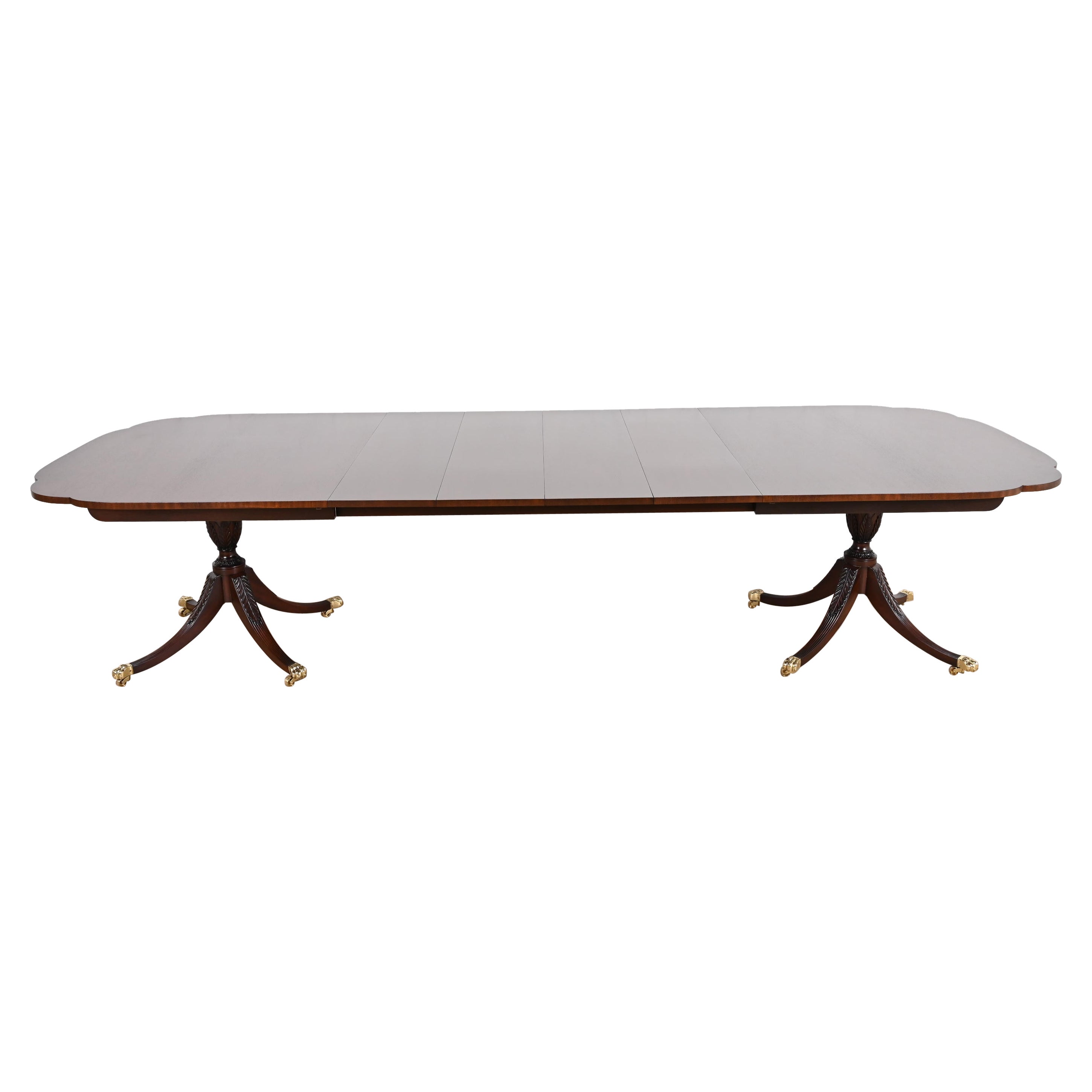 Kindel Furniture, georgianischer Mahagoni-Esstisch mit doppeltem Sockel, neu lackiert