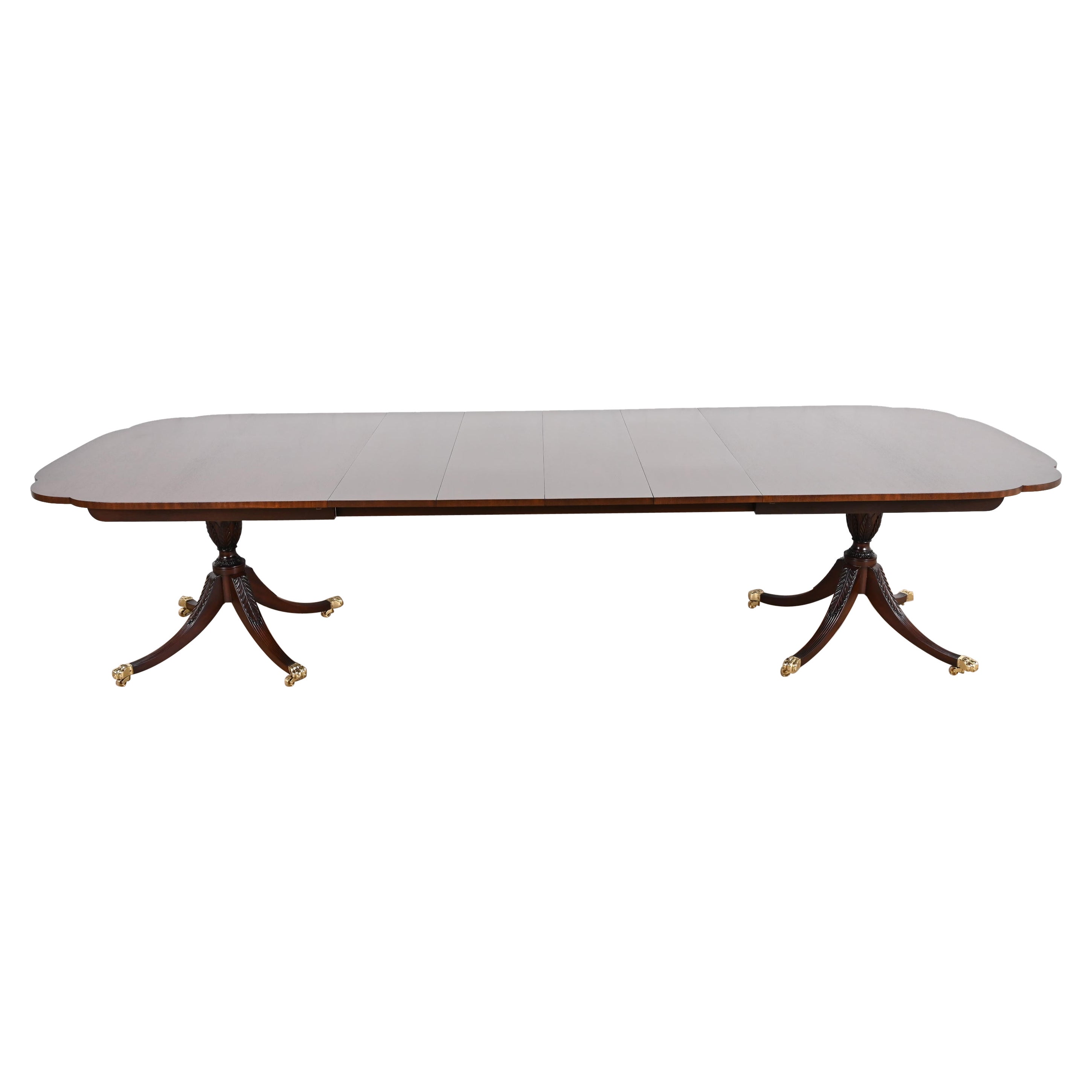 Kindel Furniture table de salle à manger géorgienne à double piédestal en acajou, revernie