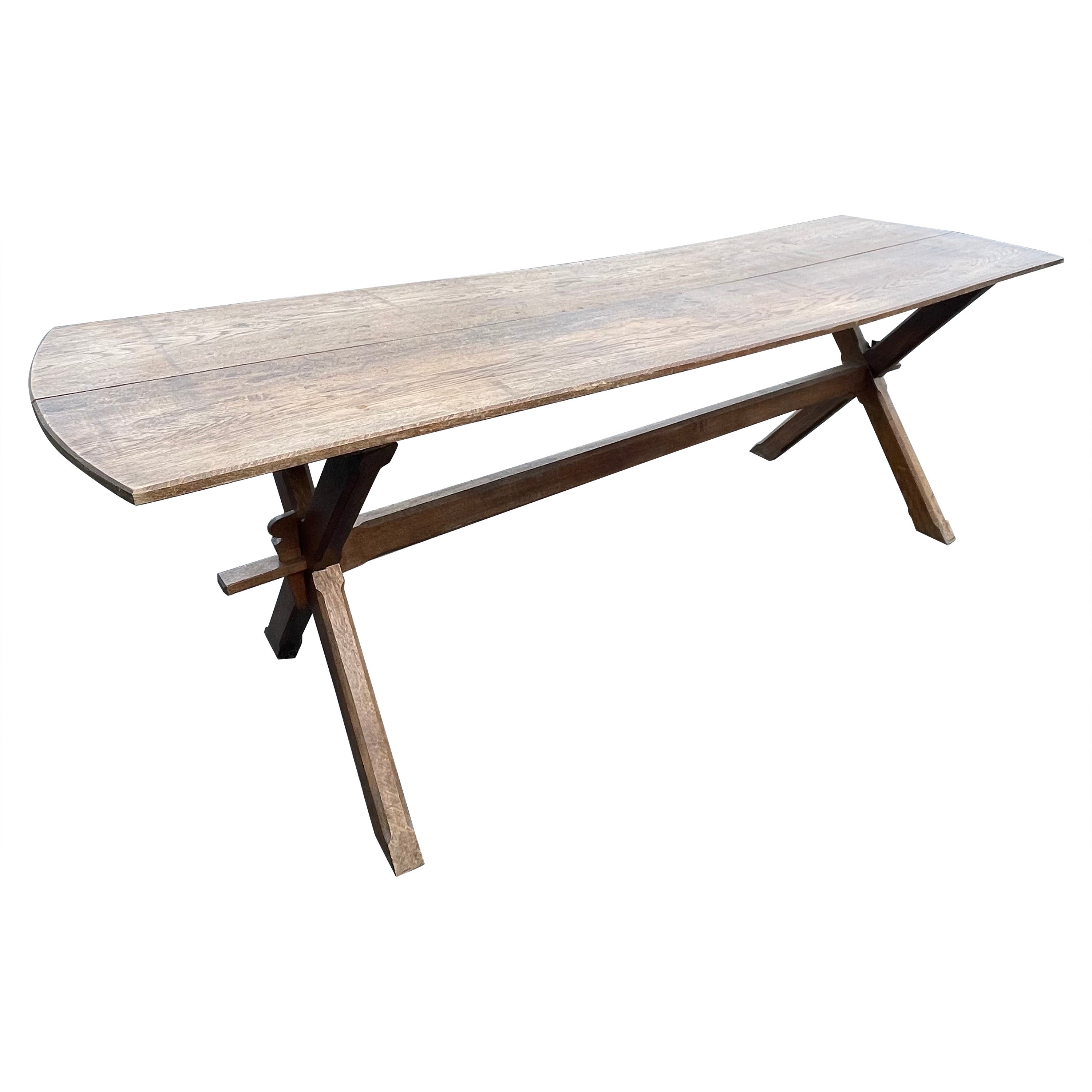 Oak Trestle Table  For Sale