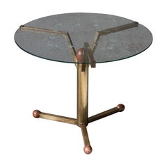 Gio Ponti style Round Brass Side Table, Italy, 1950s