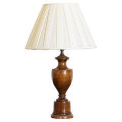 Continental Neoclassical Style Turned Walnut Urn-Form Table Lamp, ca. 1900.