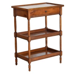 French Restauration Period Light Walnut 1-Drawer Etagere Table, early 19th cen.