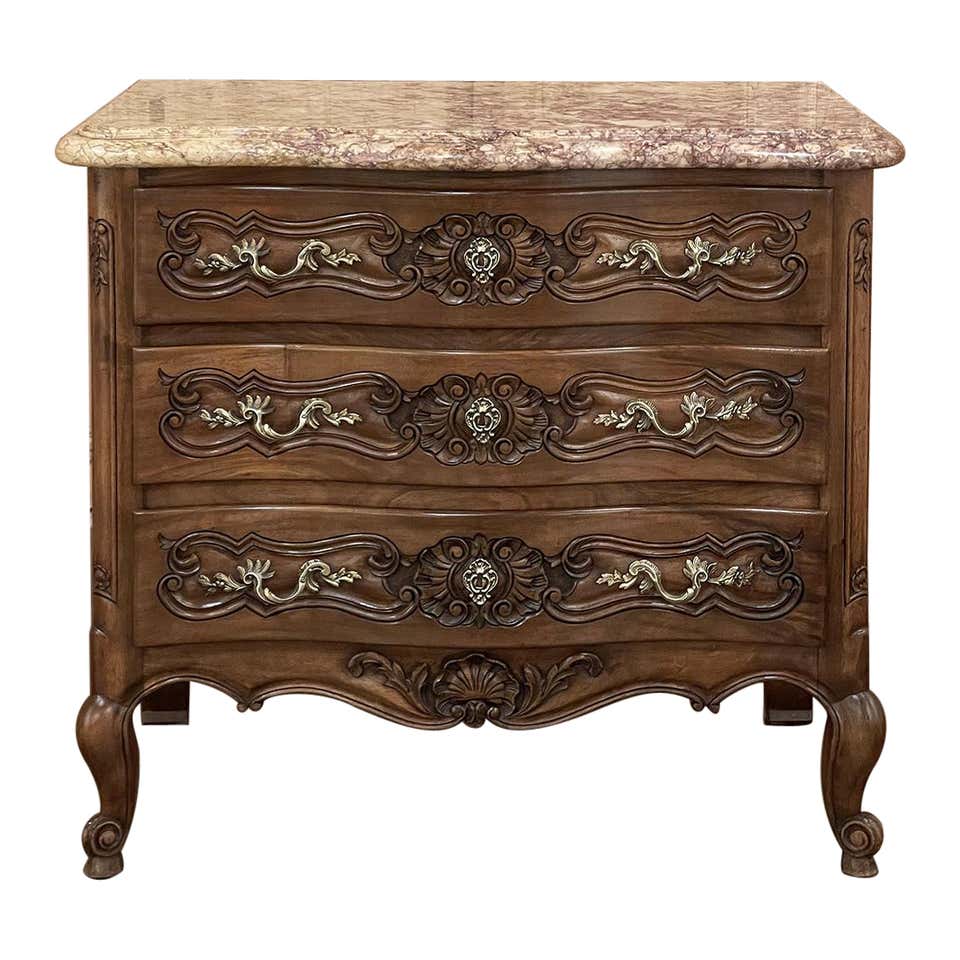Antique Country French Regence Walnut Commode For Sale at 1stDibs