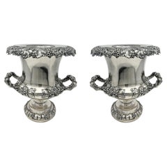 Pair Antique American "Sheffield" Silver Plate Wine Coolers, Circa 1860.