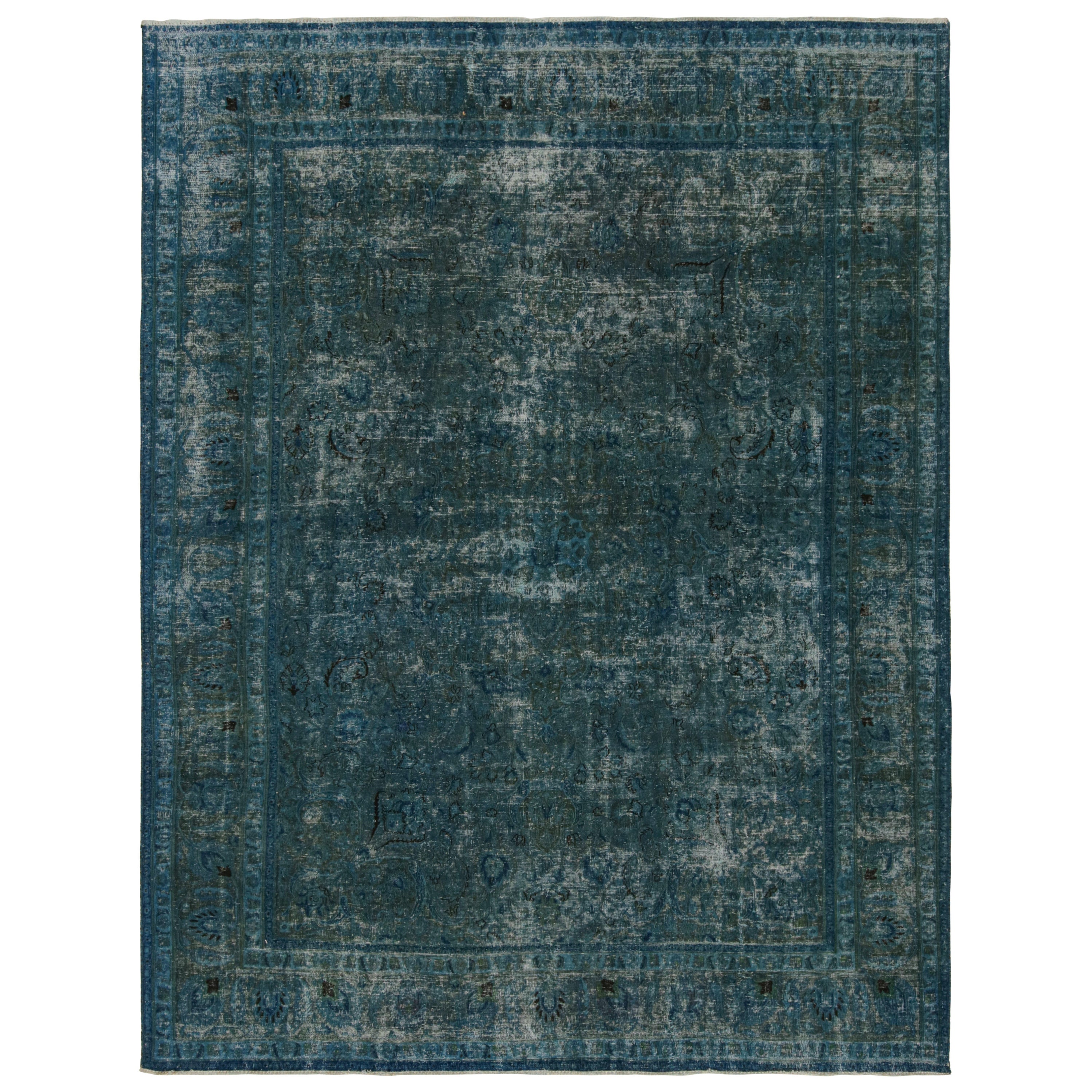 Vintage Persian Rug With Blue Floral Patterns, From Rug & Kilim