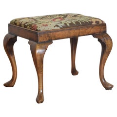 Antique English George III Period Mahogany and Upholstered Bench, late 18th century