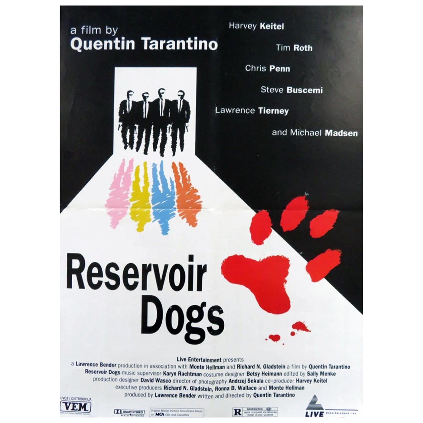 Affiche vintage d'origine, 1992, Reservoir Dogs ( Yugoslave) en vente