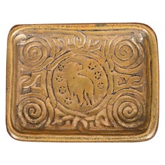 Tiffany Studios New York Zodiac Bronze Doré Stempel Tablett