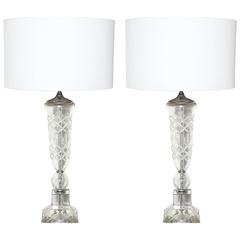 Vintage Pair of Cut Crystal "Waterford Style" Table Lamps