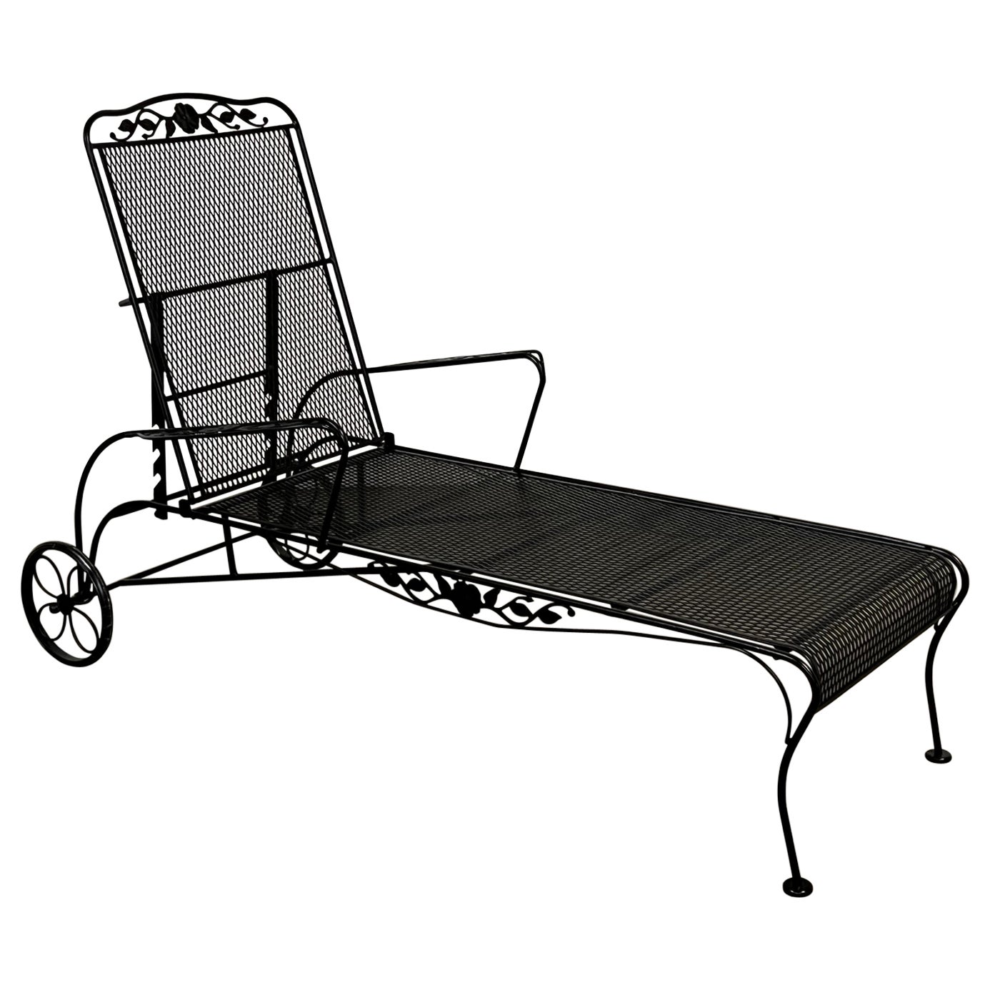  Woodard Style Outdoor Iron Chaise Lounge Chair For Sale