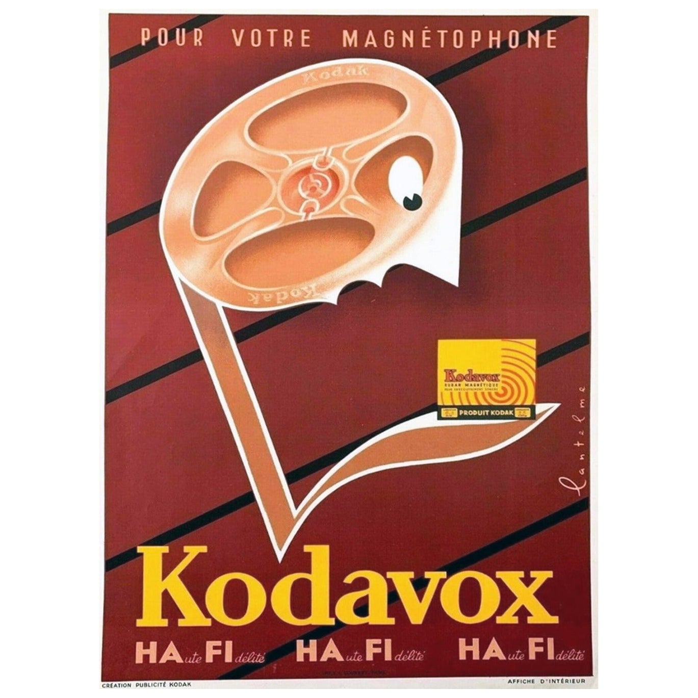 1955 Kodak Kodavox Tape Original Vintage Poster For Sale