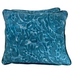 Vintage Pair of Custom Blue Fortuny Style Pillows