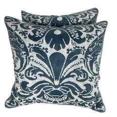 Pair of Blue & White Fortuny Cotton Pillows