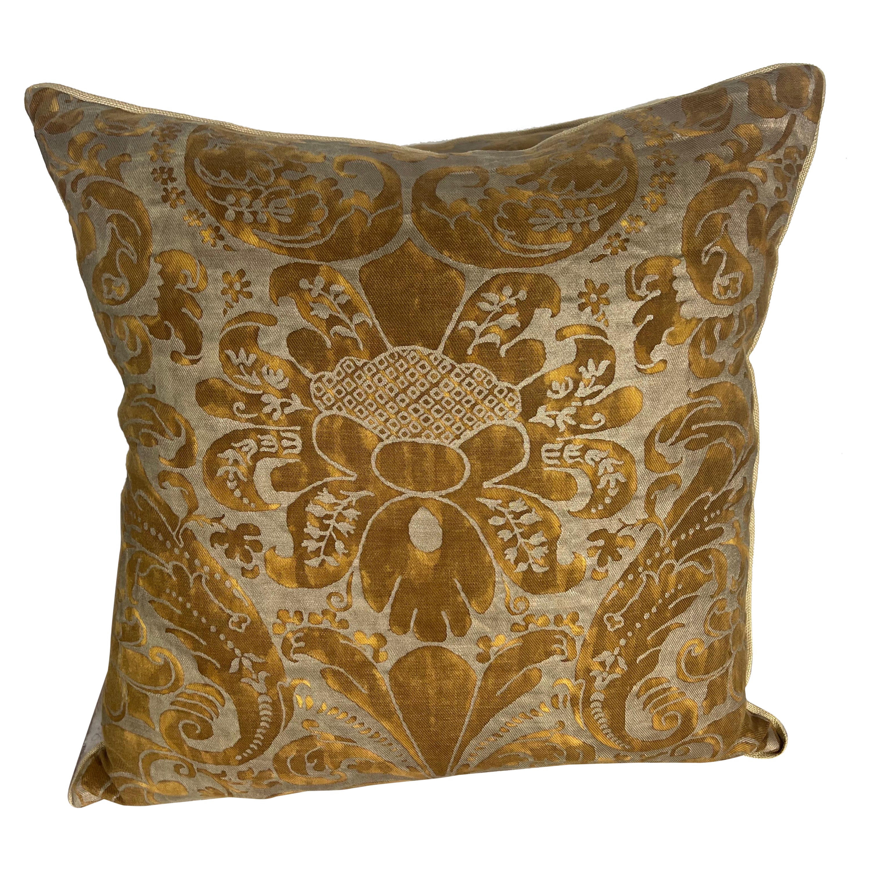 Golden Fortuny Textile Pillows, Pair