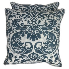 Pair of Custom Blue & White Fortuny Pillows