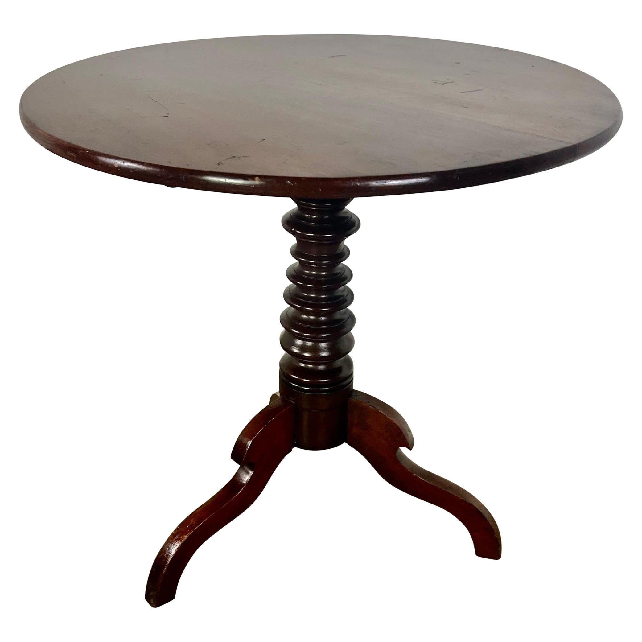 Mahogany Tripod Tilt-Top Side Table For Sale