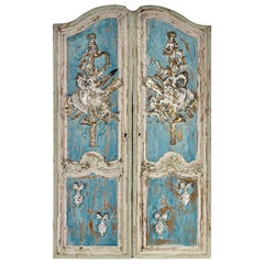 Pair of 19th C. Carved & Painted Doors