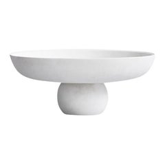 White Large Round Danish Design Ceramic Footed Bowl, China, Contemporary