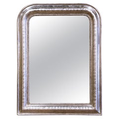 19th Century Louis Philippe Silver Leaf Mirror with Engraved Geometric Motifs