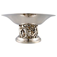 Jean Boggio for Roux-Marquiand. Large modernist compote in plated silver