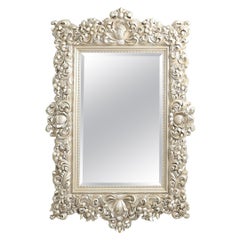 Luxury Wall Mirror, Antique Silver Plated Rococo Floral Modern Console Mirror