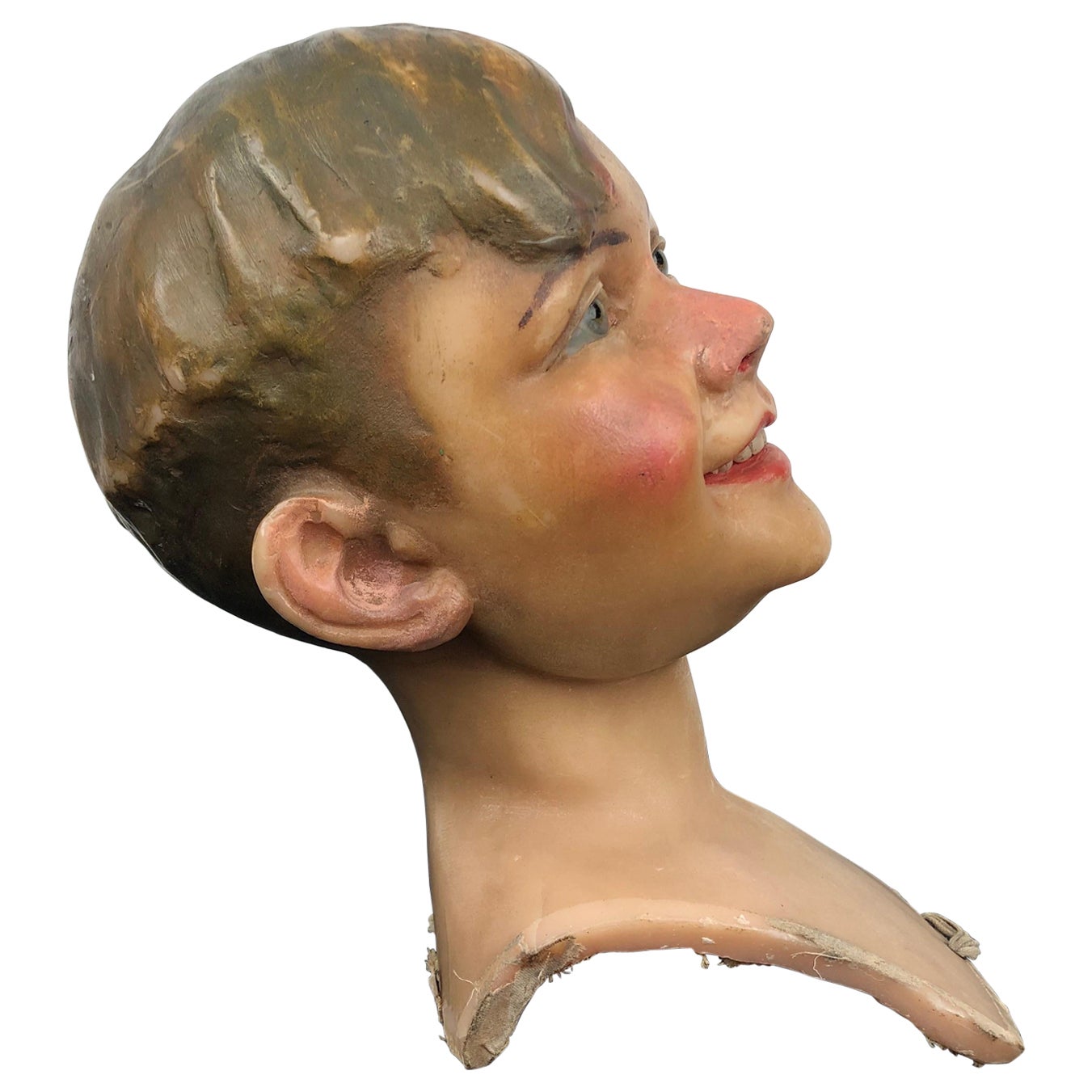 Mannequin-Kopf aus Wachs, Kind, frühes 20. Jahrhundert 
