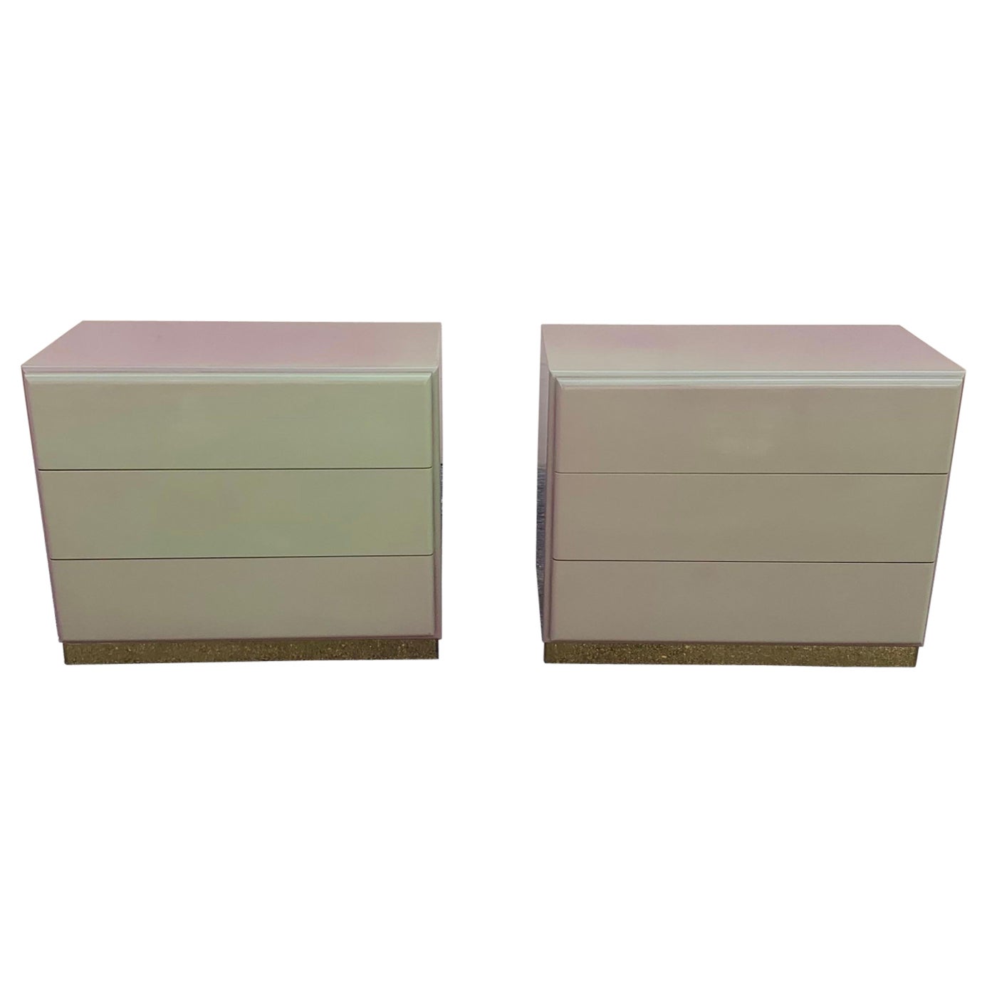 Milo Baughman for Thayer Coggin Night Stands in Jade and Magenta For Sale