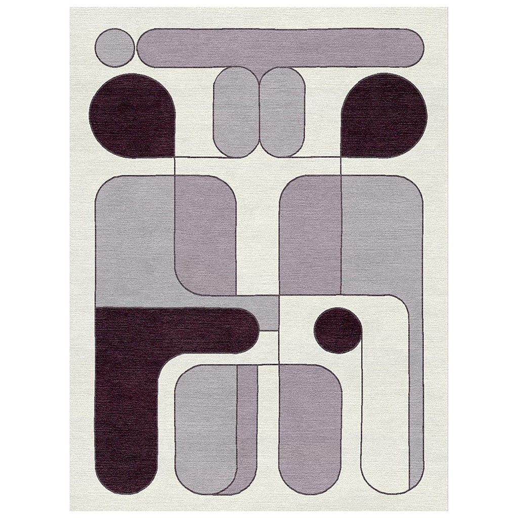 „Conversation – Lavendel + Creme“ /  10' x 14' / Handgeknüpfter Wollteppich im Angebot